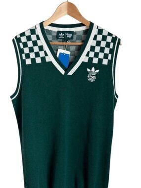 Bogey Bros x Adidas Golf Sweater Vest NWT Small Green Checkered V Neck | Men’s G